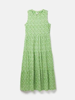 Joules Jayne Jersey Tiered Dress Green