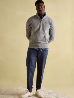 Joules Jenkins Grey Marl Quarter Zip Graphic Sweatshirt GreyMarl