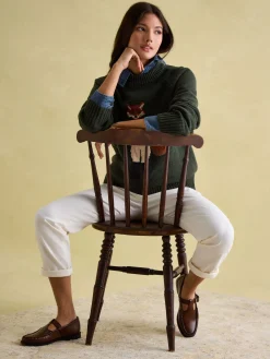 Discount Joules Jonty Dark Green Intarsia Fox Knit Jumper DarkGreen