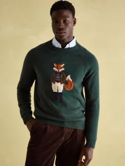 Online Joules Jonty Intarsia Crew Knit Jumper Green