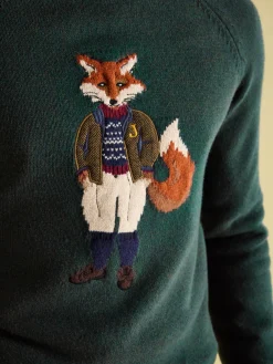 Online Joules Jonty Intarsia Crew Knit Jumper Green