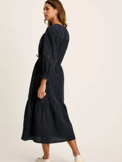 Discount Joules Juliana Navy Blue Broderie Dress NavyBlue