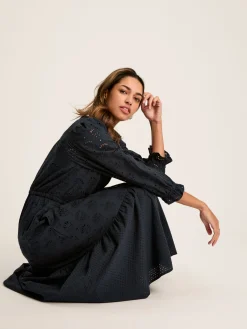 Discount Joules Juliana Navy Blue Broderie Dress NavyBlue