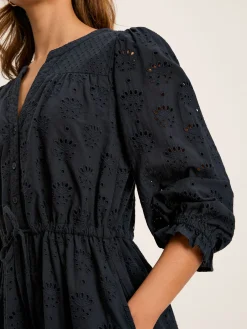 Discount Joules Juliana Navy Blue Broderie Dress NavyBlue