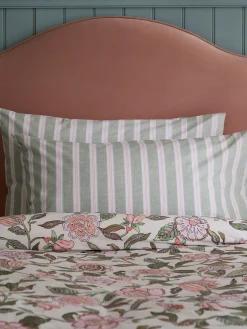 Outlet Joules Juliette Stripe Set of 2 100% Cotton Standard Pillowcases Green