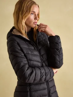 Joules Kenley Showerproof Long Padded Coat with Hood Black