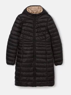 Joules Kenley Showerproof Long Padded Coat with Hood Black