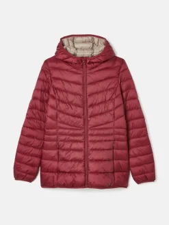 Best Joules Kenley Dark Red Showerproof Padded Coat with Hood DarkRed