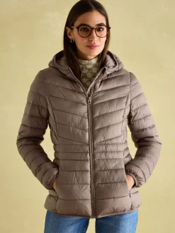 Discount Joules Kenley Showerproof Padded Coat with Hood Neutral