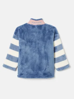 Discount Joules Kids' Always Cosy Blue Colourblock Quarter Zip Borg Fleece BlueColourblock