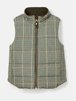 Hot Joules Kids' Atwell Khaki Green Showerproof Reversible Gilet KhakiGreen