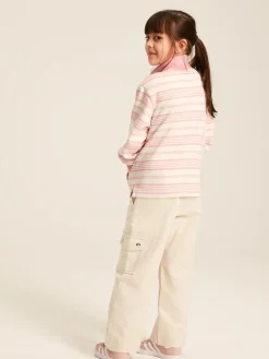 Discount Joules Kids' Burnham Pink Stripe Funnel Neck Sweatshirt PinkStripe