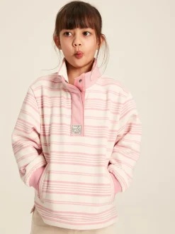 Discount Joules Kids' Burnham Pink Stripe Funnel Neck Sweatshirt PinkStripe