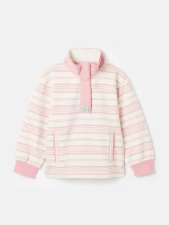 Discount Joules Kids' Burnham Pink Stripe Funnel Neck Sweatshirt PinkStripe