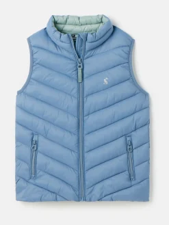 Hot Joules Kids' Crofton Showerproof Quilted Gilet Blue