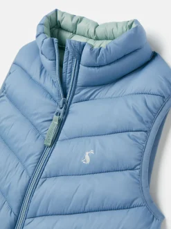 Hot Joules Kids' Crofton Showerproof Quilted Gilet Blue