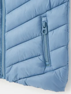 Hot Joules Kids' Crofton Showerproof Quilted Gilet Blue