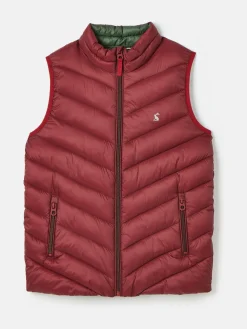 Discount Joules Kids' Crofton Burgundy Red Showerproof Quilted Gilet BurgundyRed