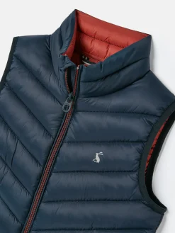 Joules Kids' Crofton Navy Blue Showerproof Quilted Gilet NavyBlue