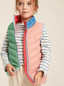 Sale Joules Kids' Crofton Pink Hotchpotch Showerproof Quilted Gilet PinkHotchpotch