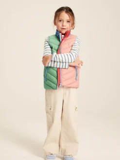 Sale Joules Kids' Crofton Pink Hotchpotch Showerproof Quilted Gilet PinkHotchpotch