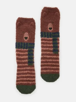 Discount Joules Kids' Fluffy Character Socks Brown