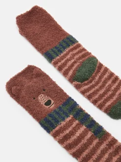 Discount Joules Kids' Fluffy Character Socks Brown