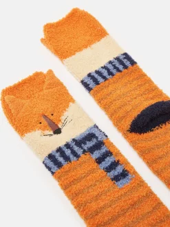 Hot Joules Kids' Fluffy Character Socks Orange