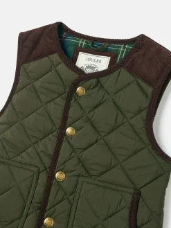 Joules Kids' Gibson Khaki Green Quilted Gilet KhakiGreen