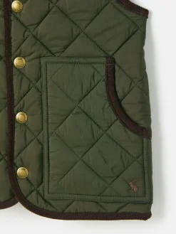 Joules Kids' Gibson Khaki Green Quilted Gilet KhakiGreen