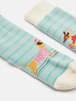 Clearance Joules Kids' Runaround Grippy Socks Blue