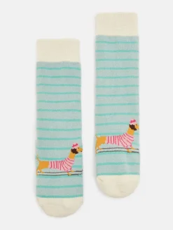 Clearance Joules Kids' Runaround Grippy Socks Blue