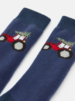 Best Joules Kids' Runaround Grippy Socks Blue/Navy