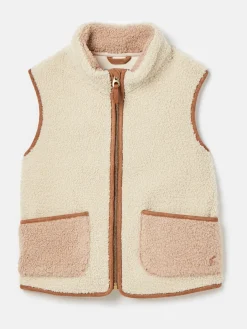 Sale Joules Kids' Sadie Cream & Natural Borg Fleece Gilet Cream&Natural