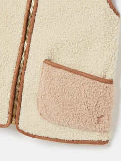 Sale Joules Kids' Sadie Cream & Natural Borg Fleece Gilet Cream&Natural