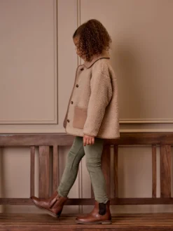 Hot Joules Kids' Sadie Borg Fleece Jacket Natural