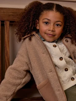 Hot Joules Kids' Sadie Borg Fleece Jacket Natural