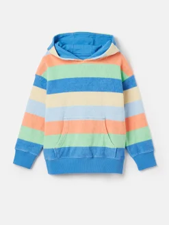 Joules Kids' Shoreside Multi Stripe Towelling Hoodie MultiStripe