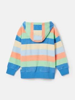 Joules Kids' Shoreside Multi Stripe Towelling Hoodie MultiStripe