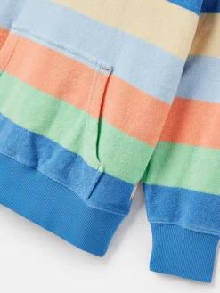 Joules Kids' Shoreside Multi Stripe Towelling Hoodie MultiStripe