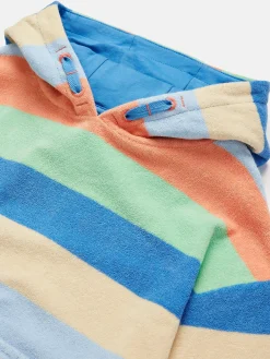 Joules Kids' Shoreside Multi Stripe Towelling Hoodie MultiStripe