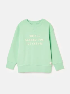 Discount Joules Kids' Sundaze Crew Neck Slogan Sweatshirt Green