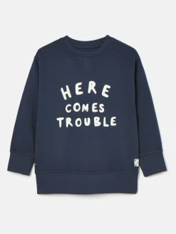 Outlet Joules Kids' Sundaze Navy Blue Crew Neck Slogan Sweatshirt NavyBlue