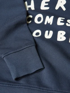 Outlet Joules Kids' Sundaze Navy Blue Crew Neck Slogan Sweatshirt NavyBlue
