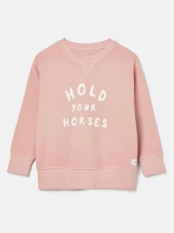 Joules Kids' Sundaze Crew Neck Slogan Sweatshirt Pink