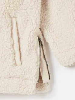 Clearance Joules Kids' Tilly Half Zip Borg Fleece Cream