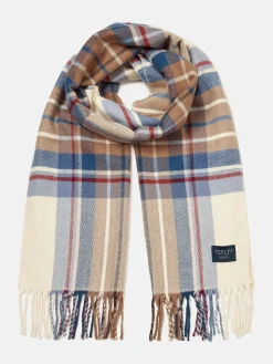 New Joules Langtree Cream & Blue Scarf Cream&Blue
