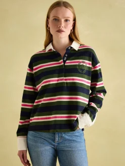 Online Joules Lara Boxy Fit Rugby Shirt Green/Pink