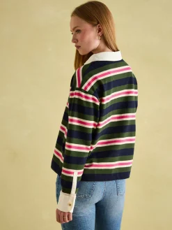 Online Joules Lara Boxy Fit Rugby Shirt Green/Pink