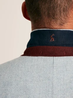 Joules Light Blue Herringbone Texture Slim Fit Blazer LightBlue